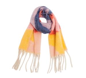 Écharpe épaisse et chaude pour femme, nouveau style automne-hiver, motif géométrique avec franges épaisses - Product Image 2