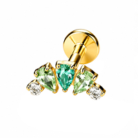Anting-anting tusuk titanium lapis pelangi dengan potongan marquise zircon klasik Lotus, polesan tinggi, bagian belakang datar, hadiah perhiasan.