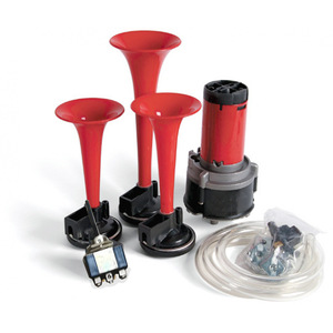 Bocina de Aire de Tres Tubos 12V Roja para Coche, Bocina Universal de Tono Alto, Altavoz de Advertencia Multitono - Product Image 1