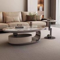 Ensemble de tables basses en pierre frittée moderne design, meubles de salon, table basse luxueuse, ensemble de tables basses centrales pour salon