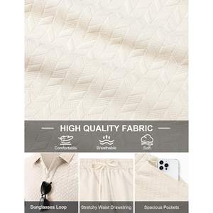 Ensemble polo d'été pour homme personnalisé, chemise à manches courtes texturée et short respirant en tricot 100% polyester, tenue de plage et de golf - Product Image 3