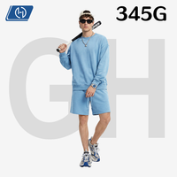 Conjunto de Sudadera de Felpa de Color Sólido y Pantalones Cortos, Corte Holgado, Estilo Urbano Americano, Informal, para Hombre, Suministro de Marca Privada