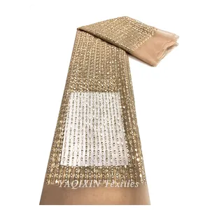 Fabrika fiyat İsviçre dantel kumaş 2023 düğün pullu örgü nakış Glitter tül dantel kumaş