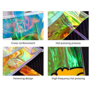 Sac de plage transparent en tissu plastique PVC imperméable, sac de plage d'été, sac de shopping holographique personnalisé, sacs transparents personnalisés avec logo imprimé - Product Image 5