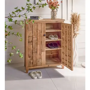 INNOVA armário de madeira maciça para sapatos, armário rústico com portas para sala de estar e quarto