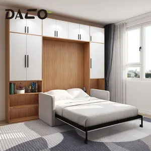 Móveis para economia de espaço, sofá de dois lugares, inclinação vertical, cama de parede com o estante do armário