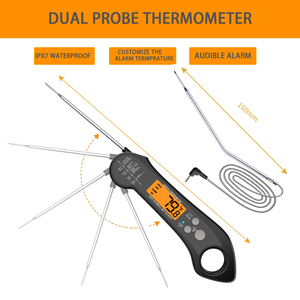 Thermomètre numérique à double sonde pour viande, lecture instantanée, grand écran rétroéclairé, thermomètre de cuisine avec sonde externe - Product Image 6