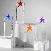 Étoile à cinq branches en cristal multicolore personnalisable Trophées de gravure créative gravés UV imprimés