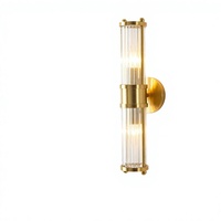 Applique murale moderne en verre cristal finition laiton, lumière blanc chaud E14, CRI 95, 50 000 heures, pour chambre et couloir