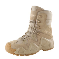 Bottes tactiques hautes en cuir kaki pour hommes, imperméables, avec semelle en caoutchouc EVA, chaussures de sécurité pour sports d'hiver en extérieur et survie