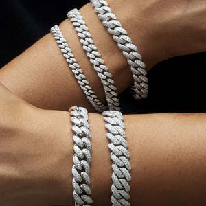 8mm beyaz altın 925 ayar gümüş GRA buzlu Out mossjewelry takı VVS Moissanite elmas küba bağlantı zinciri bilezik erkekler kadınlar için - Product Image 3