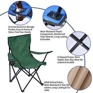 Chaise pliante d'extérieur moderne et confortable avec accoudoirs rembourrés, adaptée aux animaux <span class=keywords><strong>de</strong></span> compagnie, pour événements <span class=keywords><strong>de</strong></span> team building, logo personnalisé, approvisionnement en gros direct usine - Product Image 3