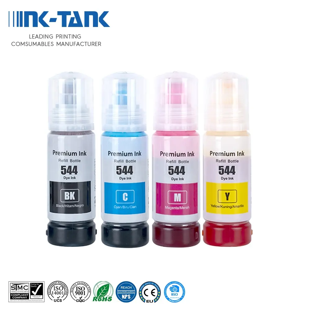 ENCRE-TANK 544 T544 Premium Compatible Couleur En Vrac À Base D'eau Bouteille Recharge DGT Tinta Encre Pour Epson L3110 L3150 L3250 Imprimante
