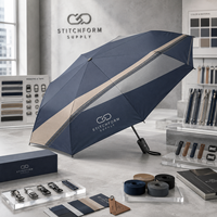 Parapluie manuel minimaliste à cadre en aluminium, diamètre 103 cm, résistant au vent 18 m/s, tissu 190T imperméable, logo personnalisé, boîte cadeau, pliable en trois sections