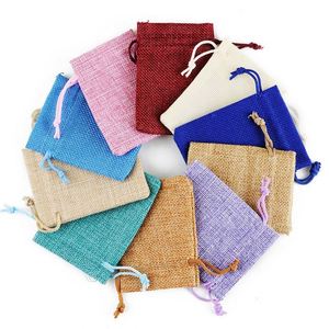 Sac fourre-tout en lin et jute recyclable et réutilisable avec cordon de serrage, doublure non tissée, impression de logo personnalisée, emballage multicolore et multi-tailles, vente en gros - Product Image 2