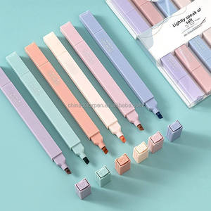 6 stylos surligneurs double face Macaron <span class=keywords><strong>Pastel</strong></span> avec pointe biseautée souple et pointe fine, sans bavure, pour étudiants - Product Image 2