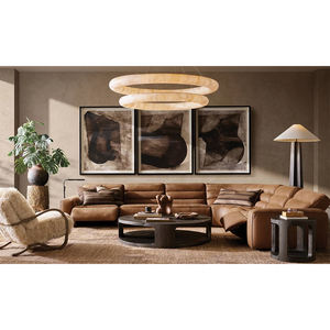 Muebles de sala de estar modernos, mesa de centro de madera redonda circular, mesa central con estante de almacenamiento - Product Image 5