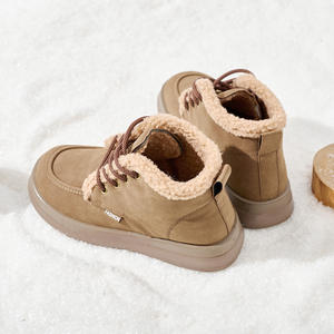 מגפי שלג חורפיים בהתאמה אישית עם פרווה לקרסול, בסגנון מערבי, סגירת גרביים, חמים לבנות - Product Image 4