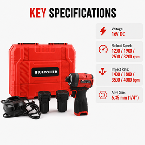Kit Avvitatore <span class=keywords><strong>a</strong></span> Impulsi Senza Fili 1/4 Hex 16V Brushless con 2 Batterie, 160Nm, Vendita all'Ingrosso - Product Image 4