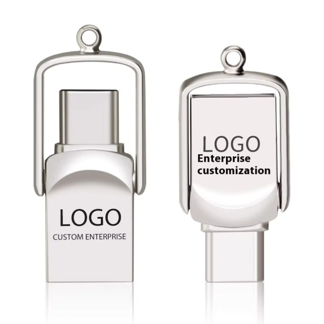 New Long Type-C USB 3.0 Metal Dual-Port Flash Drive with 1-Year Warranty and Custom Design for OTG Data Transfer