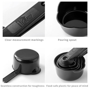 11-Piece Durable Easy Clean Clear Scales Drain Port Black Gray Baking <strong>Measuring</strong> <strong>Cups</strong> Spoons <strong>Set</strong> Food-Grade Plastic for Baking - Product Image 6