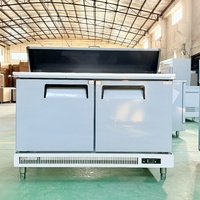 Réfrigérateur de préparation commerciale, station à pizza et à salades en acier inoxydable avec refroidissement par air pour la cuisine et le service de traiteur