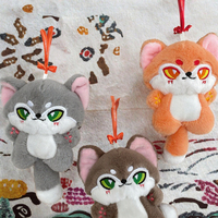 Porte-clés en peluche loup aux grands yeux, doux et écologique, motif dessin animé mignon, jouet en peluche pour enfants, design multi-couleurs en forme de chiot, vente en gros
