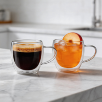 Tasses à café en verre à double paroi de 250ml tasses à café en verre isolées soufflées à la main de 8oz pour expresso cappuccino latte americano