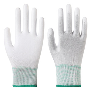 Recubrimiento antiestático de PU, sumergido en caucho, recubierto en los dedos y la palma de la mano, resistente al desgaste, antideslizante, transpirable, guante de trabajo fino de caucho. - Product Image 1