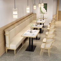 Banquettes de Restaurant et Café en Cuir Blanc, Forme en U, Luxe Léger