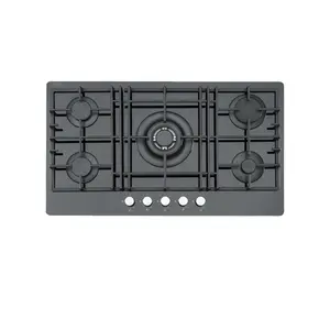Stylish Model Tempered Glass 900mm Built in Stove CB Certificate SS Knob Gas Hob 5 Burner Built-in Gas Cooker