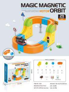AiJH 29 pièces Ensemble de <span class=keywords><strong>train</strong></span> électrique sur rail, circuit de course flexible 3D magique, bloc de circuit de course de voiture avec jouet éducatif STEM anti-gravité - Product Image 6