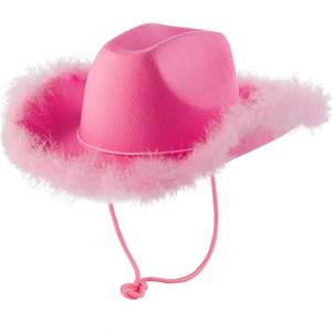 Sombrero de Vaquera Personalizado con Logotipo Impreso por Transferencia Térmica, Sombrero de Vaquera Rosa de Fieltro de Poliéster para Mujer, para Fiestas y Eventos - Product Image 4