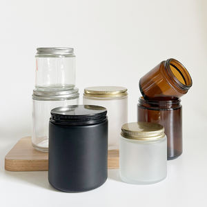 Barattoli Portacandela Cilindrici in Vetro da 8oz 250ml con Coperchio All'ingrosso - Colori Nero, Marrone, Ambra, Satinato, Trasparente, Verde e Blu - Product Image 2