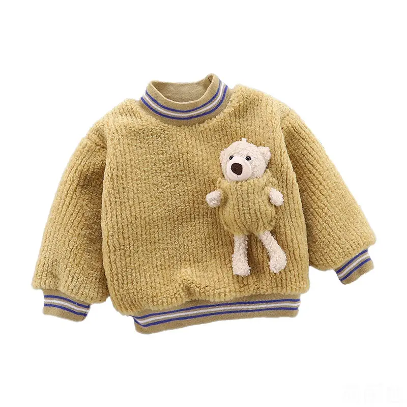 WEN Sweter Hangat Anak-anak Bayi Laki-laki Perempuan Pakaian Musim Dingin Bayi Kartun Pullover Balita O-neck Sweater Beludru
