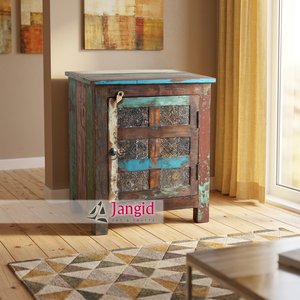 <b>Rustic</b> Reclaimed Wooden Nightstand Bedside Tabele Handmade with One <b>Door</b> For Bedroom Farmhouse Hotel Bedroom Furniture - Product Image 3