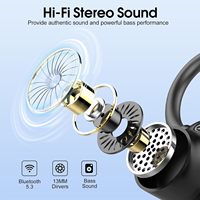 Huien Écouteurs sans fil Bluetooth 5.3 Casque Double affichage LED Écouteurs Bluetooth avec affichage de puissance LED Écouteurs de sport