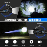 Linterna Táctica LED Recargable Xhp70.2 de Altos Lúmenes, Potente Antorcha de Mano con Alcance Ultra Largo
