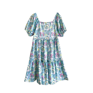 Robe <span class=keywords><strong>pour</strong></span> fille en gros, robe à col rond en tissu de soie de <span class=keywords><strong>lait</strong></span>, manches courtes, vêtements d'été <span class=keywords><strong>pour</strong></span> bébé, robe patchwork <span class=keywords><strong>pour</strong></span> 0-9T - Product Image 3