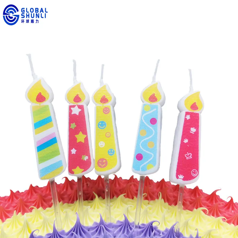 Shunli wholesale birthday candle polka dot cloud Rainbow cake decoration party candle fire candle birthday in stock