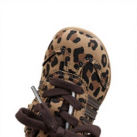 Chaussures d'entraînement GAT pour enfants, style coréen, nouvelle collection hiver 2025, à semelle extérieure en caoutchouc, doublées polaire à la cheville, motif léopard, polyvalentes et tendance