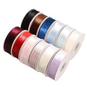 Wholesale Organza Floral <b>Ribbon</b> Custom Solid Color Glitter Fabric <b>Ribbon</b> For Flower Decoration - Product Image 4