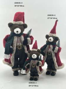 Oso Navideño de Pie de 12 Pulgadas (Rojo / Gris / Negro) - Product Image 3