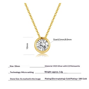 Collier pendentif bulle en moissanite plaqué or argent S925 avec chaîne O géométrique unisexe - Product Image 2