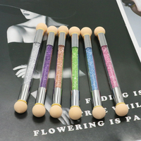 Outils d'art des ongles, poignée en cristal, éponge à Double extrémité, peinture, stylo de manucure, vernis à ongles, pinceau de teinture