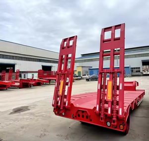 Semirremolque hidráulico de cama baja articulado de 4 ejes de alta resistencia de 50-60 toneladas, remolque de camión comercial Lowboy con cuello de cisne - Product Image 4