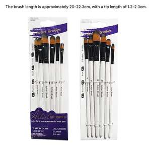 Artist Watercolor Brush <b>Set</b> SHENGCHENG Anti-Rust Ferrule 6Pcs <b>Set</b> Nylon Hair Wooden Handle Comfortable Grip Long-Lasting Paint - Product Image 6