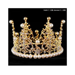 Tiara de reina de plata, Mini corona, adorno para tarta de cumpleaños, decoración de cristal para boda, cumpleaños, bebé, corona de oro, adorno para tarta