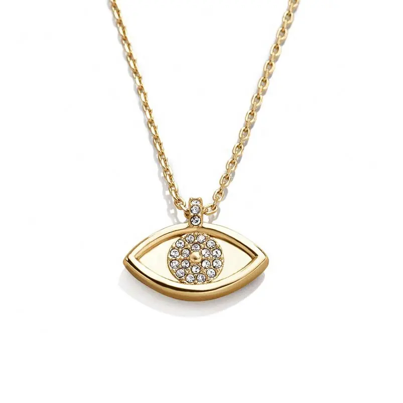 Gemnel lucky talisman gold chain and pave diamond evil eye pendant necklace as a gift