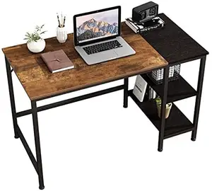 Home Office Computer Desk,Small Study Writing Desk with Wooden Storage Shelf,2-Tier Industrial Morden Laptop Table